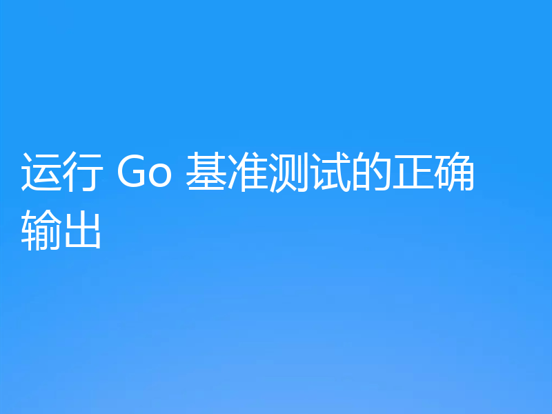 运行 Go 基准测试的正确输出