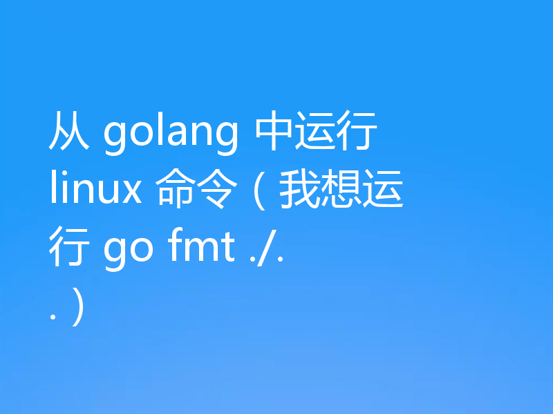 从 golang 中运行 linux 命令（我想运行 go fmt ./..）
