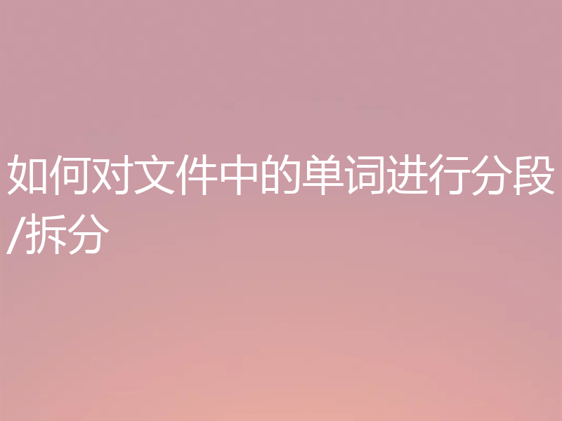 如何对文件中的单词进行分段/拆分