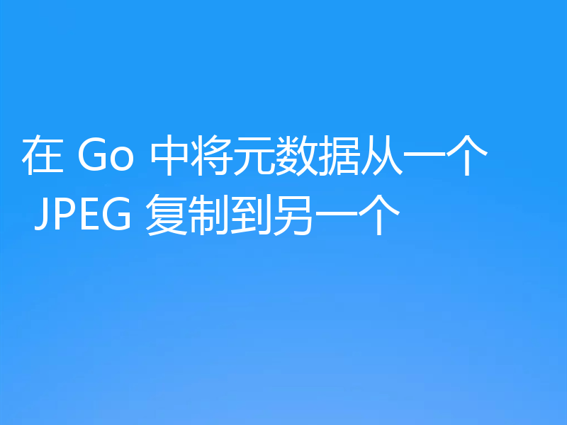 在 Go 中将元数据从一个 JPEG 复制到另一个