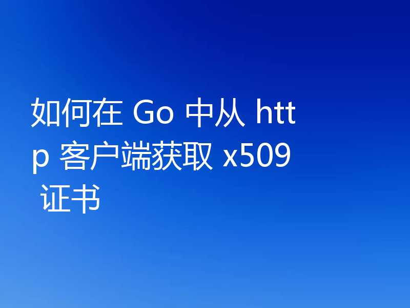 如何在 Go 中从 http 客户端获取 x509 证书
