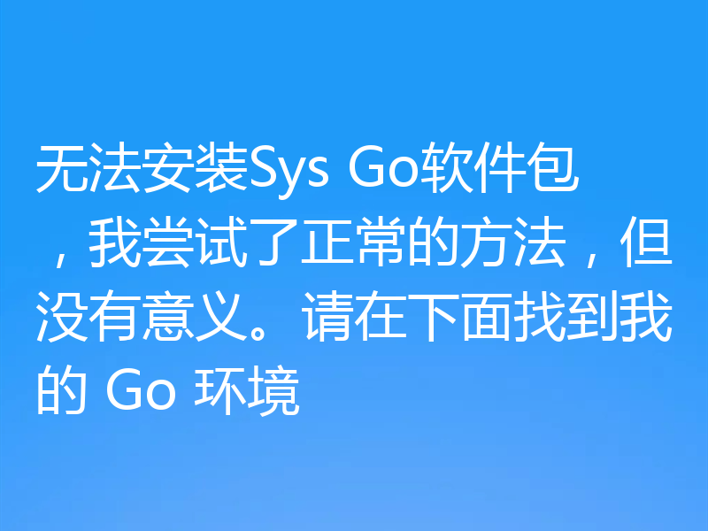 无法安装Sys Go软件包，我尝试了正常的方法，但没有意义。请在下面找到我的 Go 环境