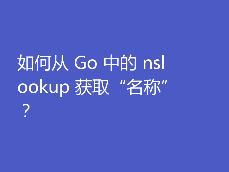 如何从 Go 中的 nslookup 获取“名称”？
