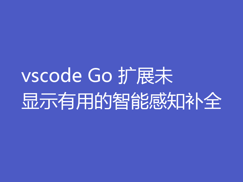 vscode Go 扩展未显示有用的智能感知补全