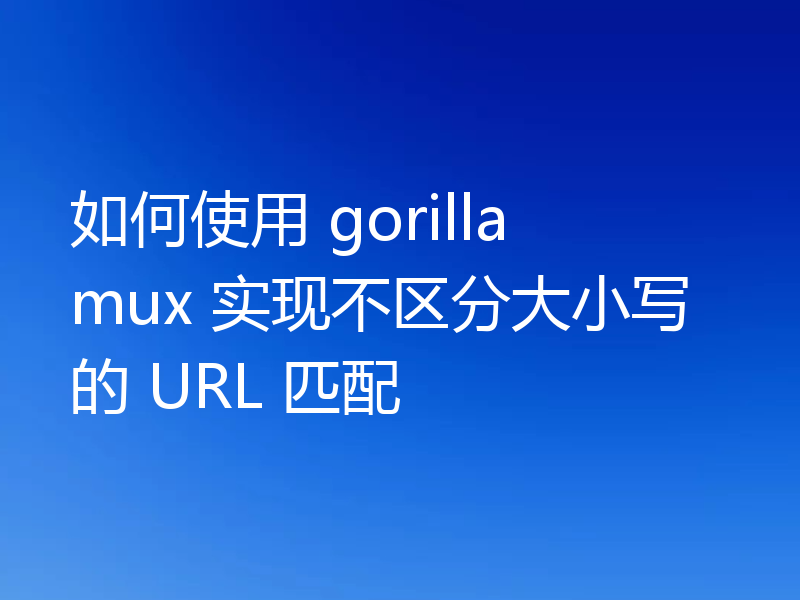 如何使用 gorilla mux 实现不区分大小写的 URL 匹配