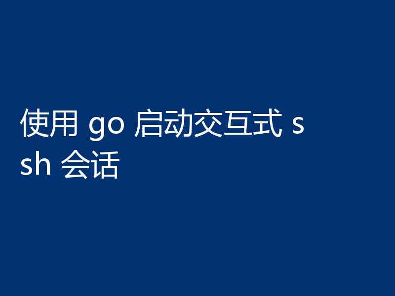 使用 go 启动交互式 ssh 会话