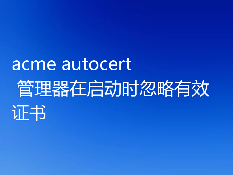 acme autocert 管理器在启动时忽略有效证书