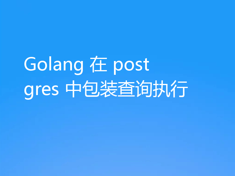 Golang 在 postgres 中包装查询执行