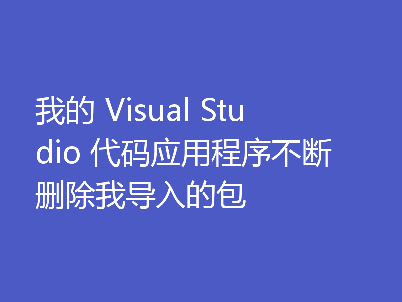 我的 Visual Studio 代码应用程序不断删除我导入的包