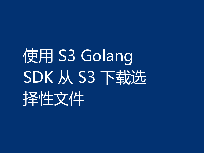 使用 S3 Golang SDK 从 S3 下载选择性文件