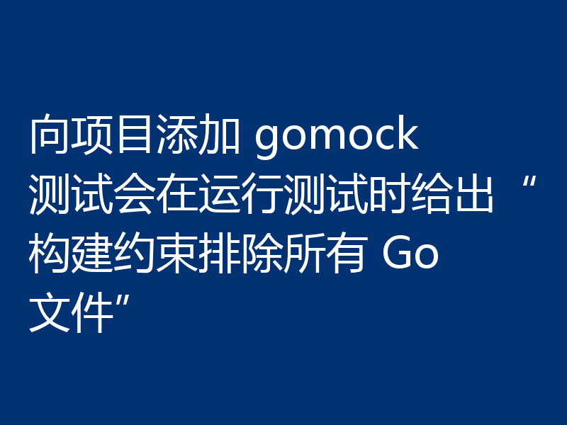 向项目添加 gomock 测试会在运行测试时给出“构建约束排除所有 Go 文件”