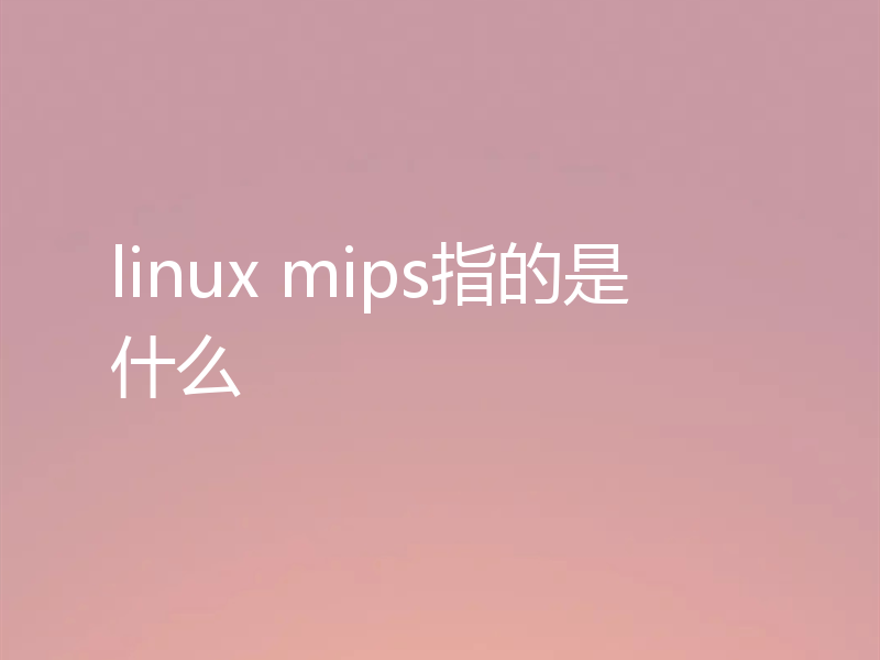 linux mips指的是什么