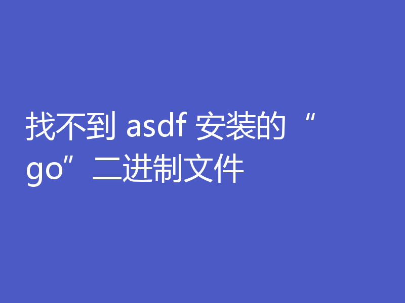 找不到 asdf 安装的“go”二进制文件