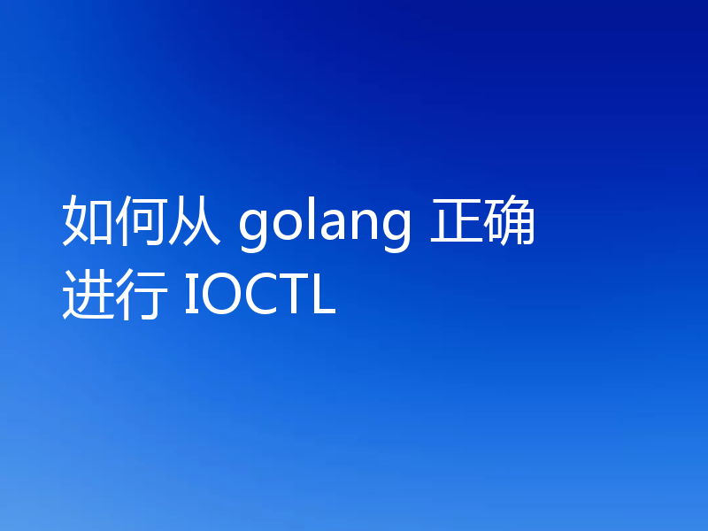 如何从 golang 正确进行 IOCTL