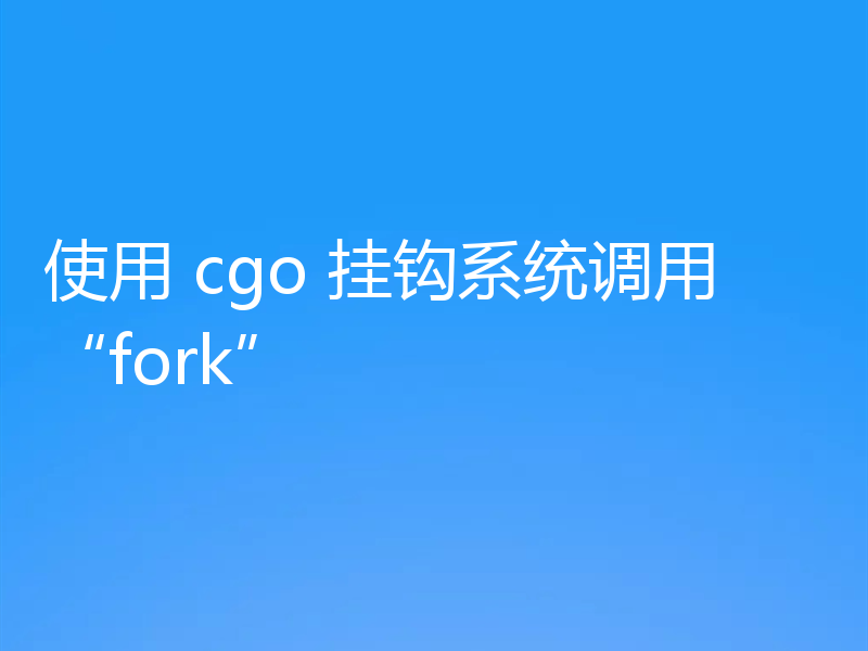 使用 cgo 挂钩系统调用“fork”