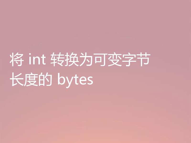 将 int 转换为可变字节长度的 bytes