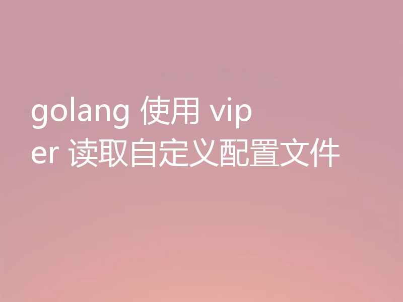 golang 使用 viper 读取自定义配置文件