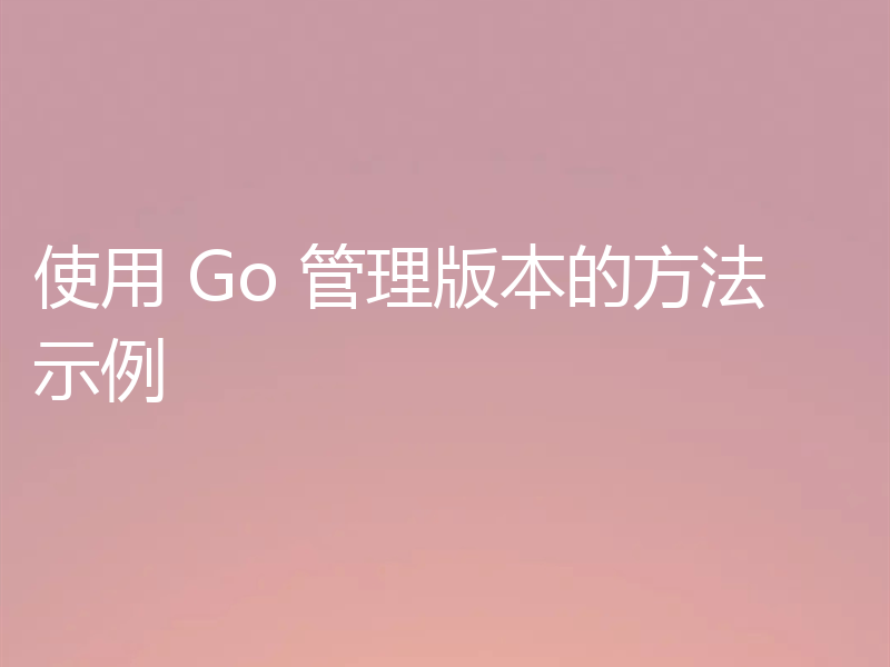使用 Go 管理版本的方法示例