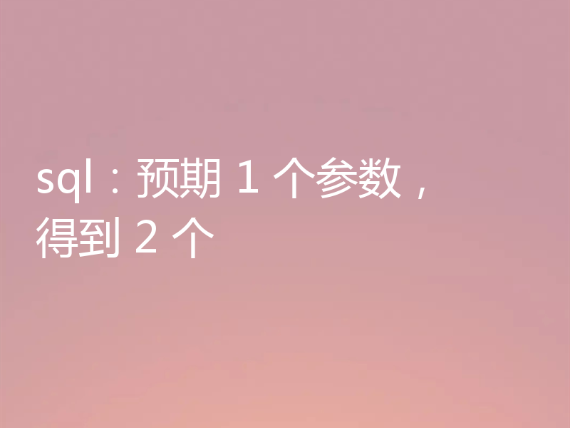 sql：预期 1 个参数，得到 2 个