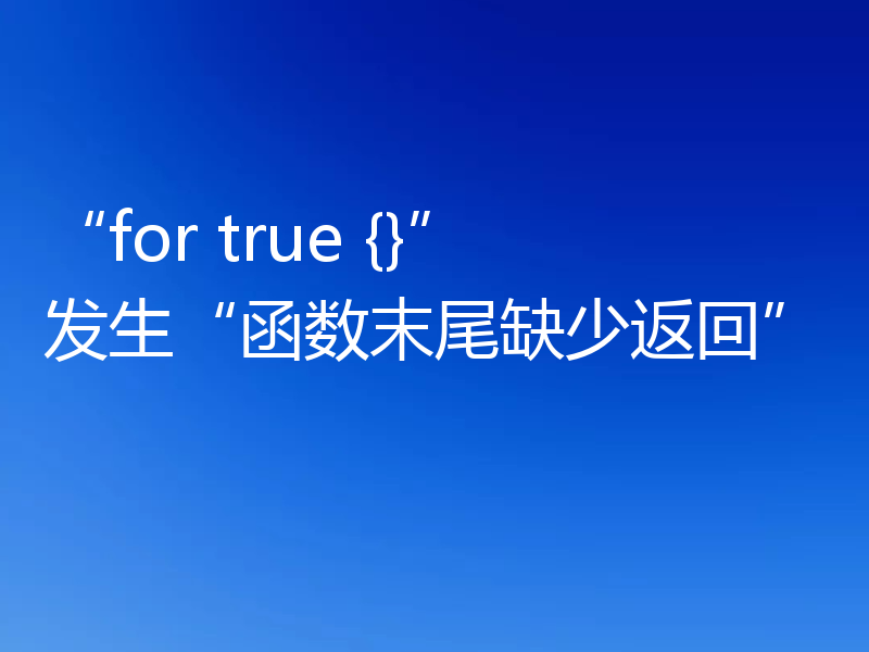 “for true {}”发生“函数末尾缺少返回”