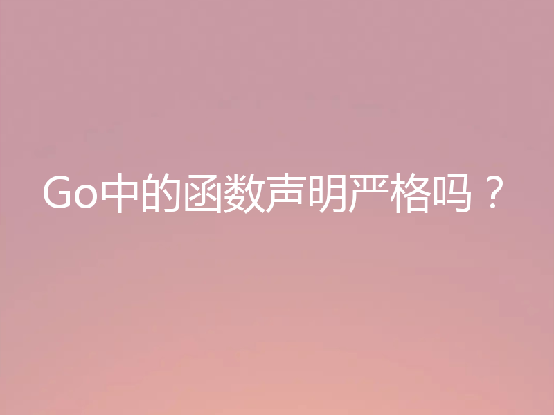 Go中的函数声明严格吗？