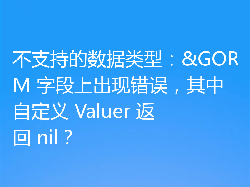 不支持的数据类型：&GORM 字段上出现错误，其中自定义 Valuer 返回 nil？
