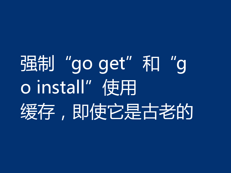 强制“go get”和“go install”使用缓存，即使它是古老的