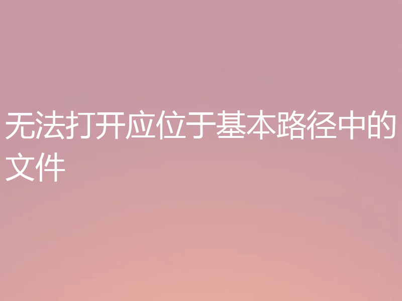 无法打开应位于基本路径中的文件
