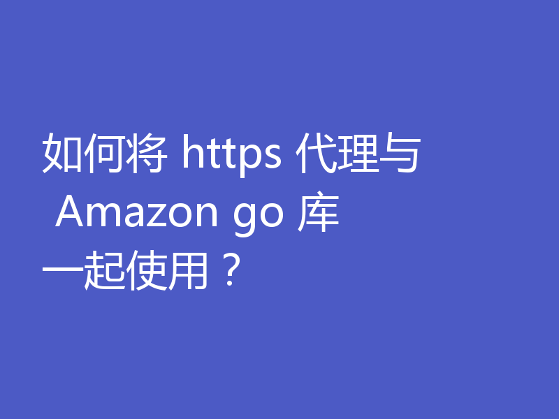 如何将 https 代理与 Amazon go 库一起使用？