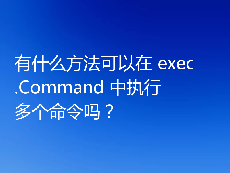 有什么方法可以在 exec.Command 中执行多个命令吗？