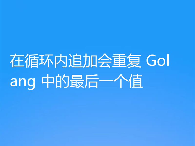 在循环内追加会重复 Golang 中的最后一个值