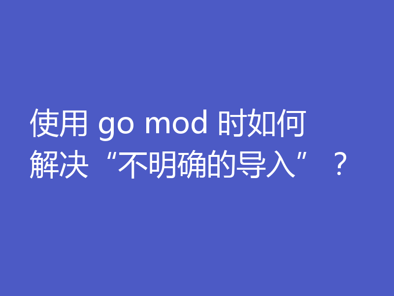 使用 go mod 时如何解决“不明确的导入”？