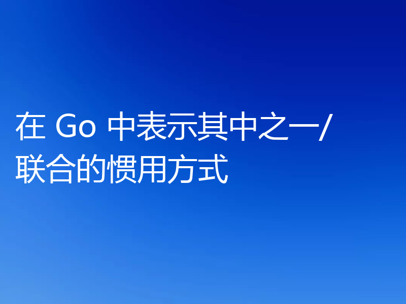 在 Go 中表示其中之一/联合的惯用方式