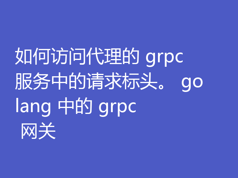 如何访问代理的 grpc 服务中的请求标头。 golang 中的 grpc 网关