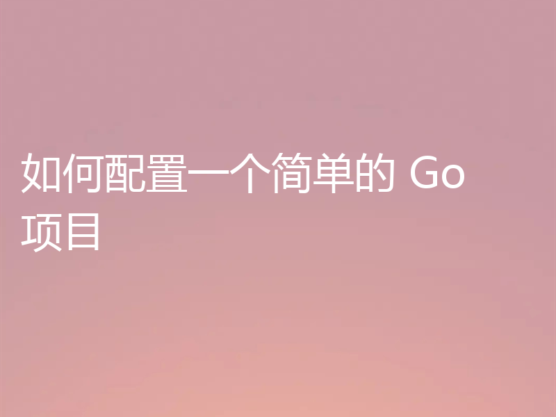 如何配置一个简单的 Go 项目