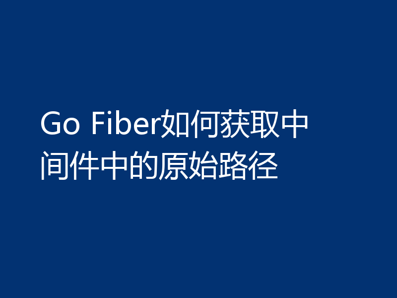 Go Fiber如何获取中间件中的原始路径