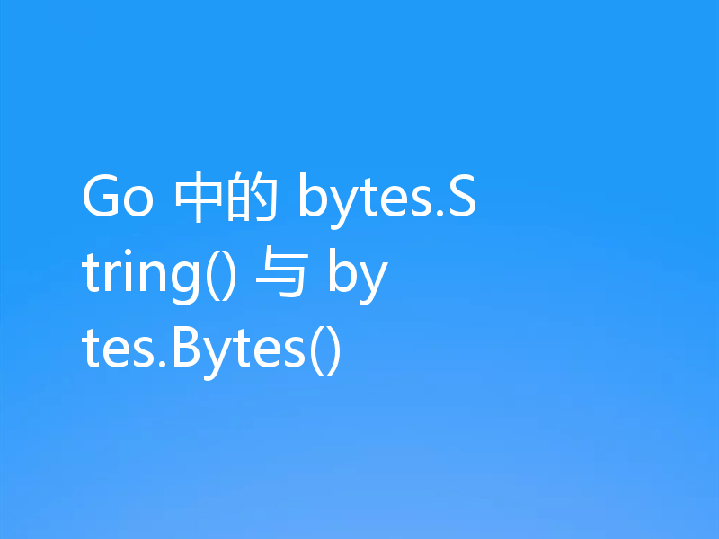 Go 中的 bytes.String() 与 bytes.Bytes()