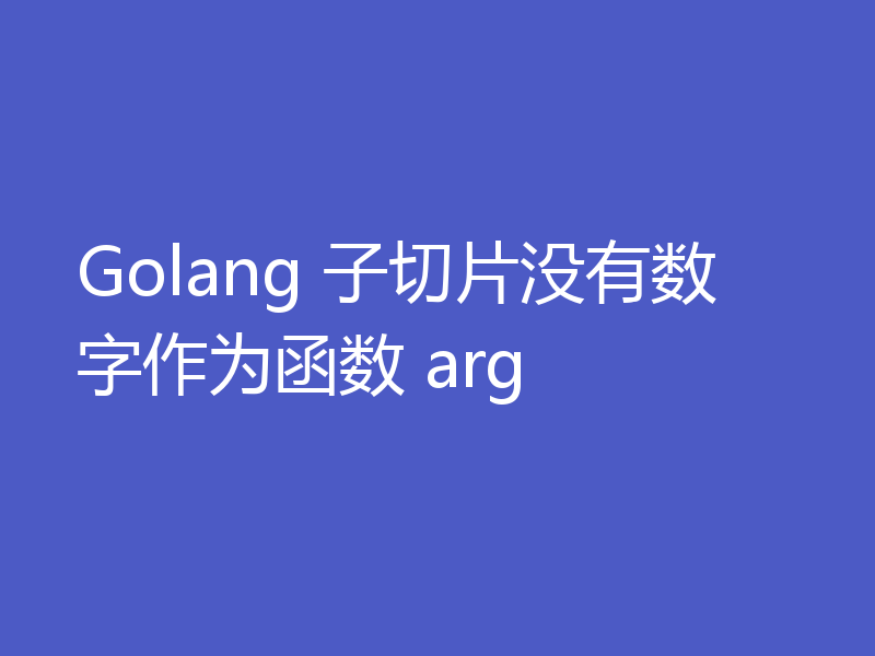 Golang 子切片没有数字作为函数 arg