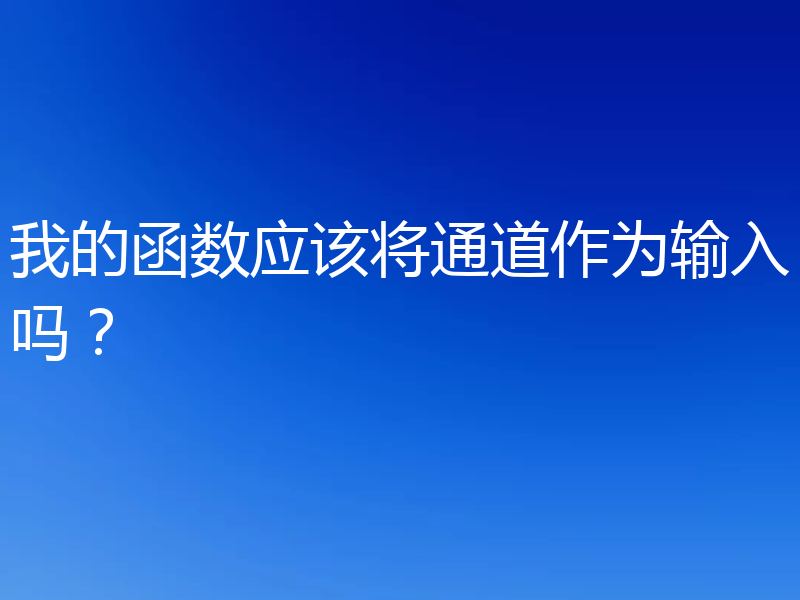 我的函数应该将通道作为输入吗？