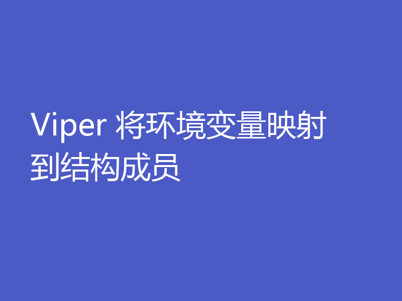 Viper 将环境变量映射到结构成员