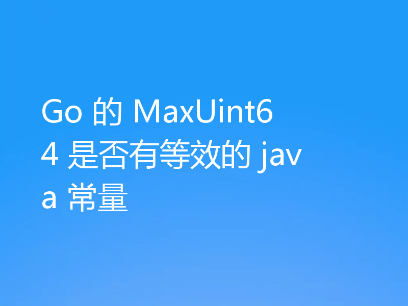 Go 的 MaxUint64 是否有等效的 java 常量
