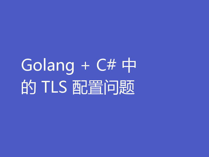 Golang + C# 中的 TLS 配置问题