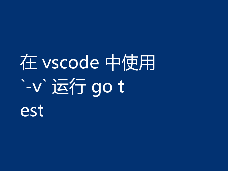 在 vscode 中使用 `-v` 运行 go test