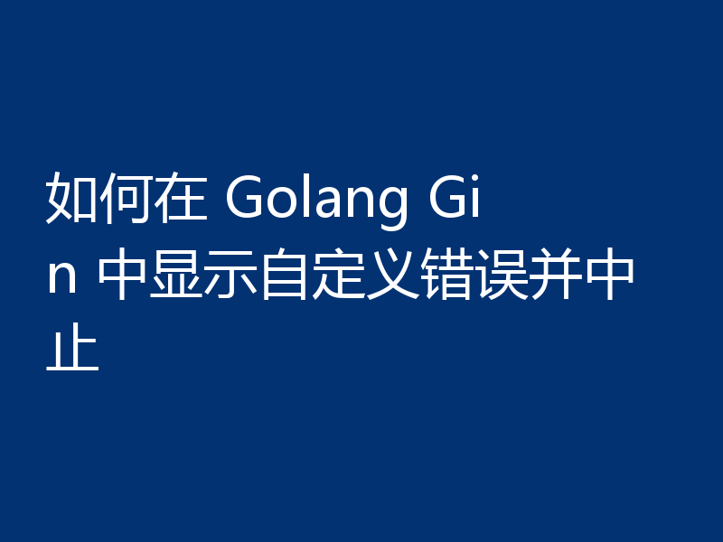 如何在 Golang Gin 中显示自定义错误并中止
