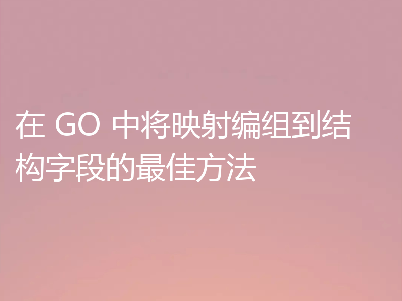在 GO 中将映射编组到结构字段的最佳方法