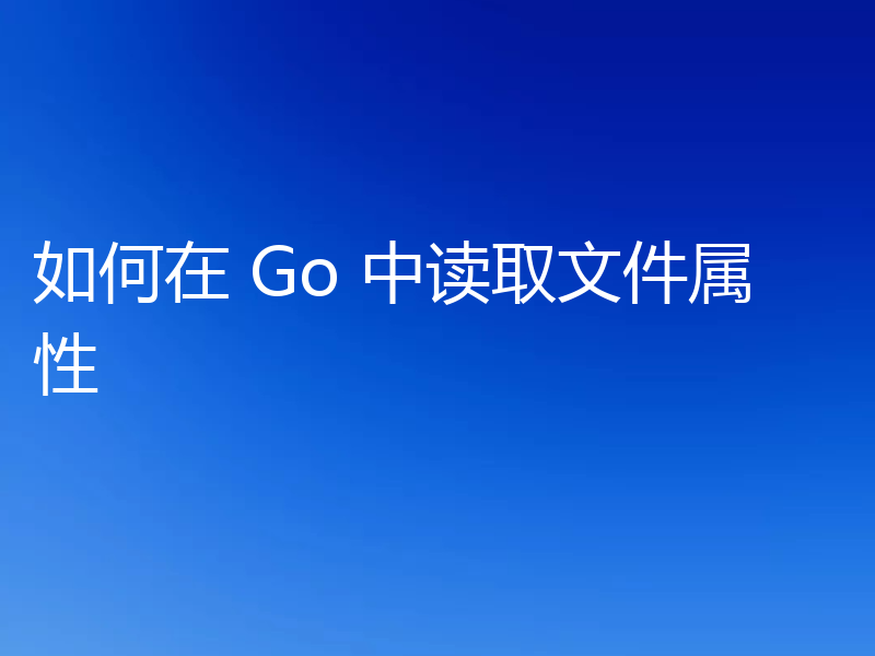 如何在 Go 中读取文件属性