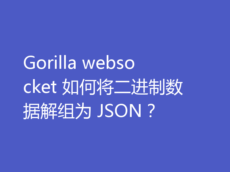 Gorilla websocket 如何将二进制数据解组为 JSON？