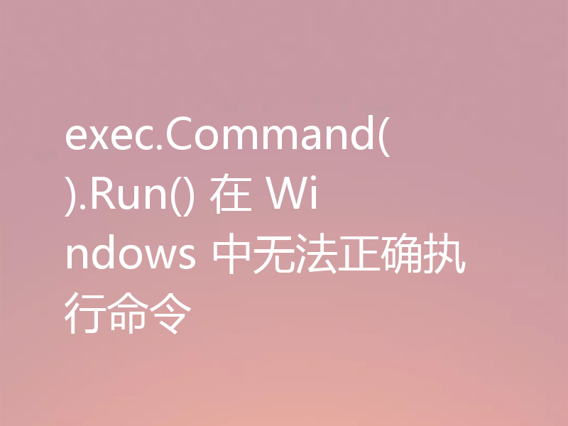 exec.Command().Run() 在 Windows 中无法正确执行命令