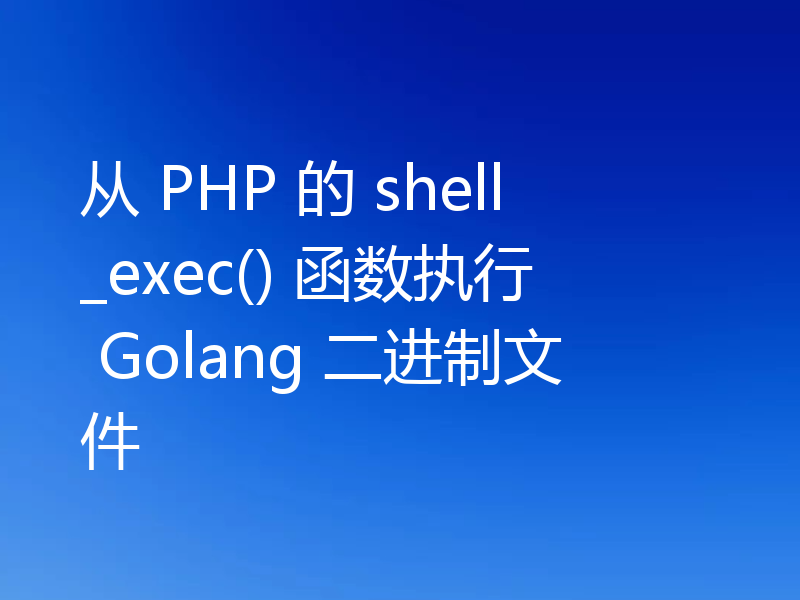 从 PHP 的 shell_exec() 函数执行 Golang 二进制文件
