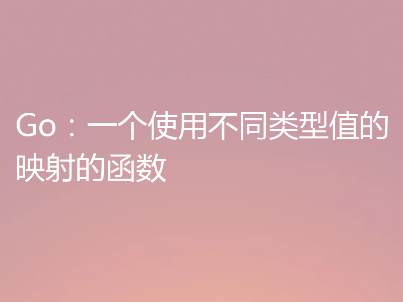 Go：一个使用不同类型值的映射的函数